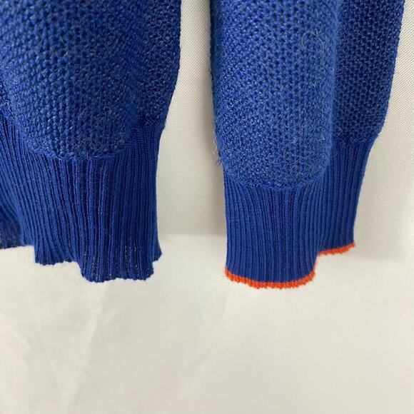 Codice V-Neck Merino Wool Blend V-neck Sweater Men L Royal Blue Preppy Luxury - Picture 5 of 10